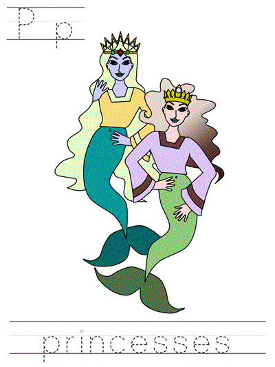 Printable print practice worksheet - Pp princesses