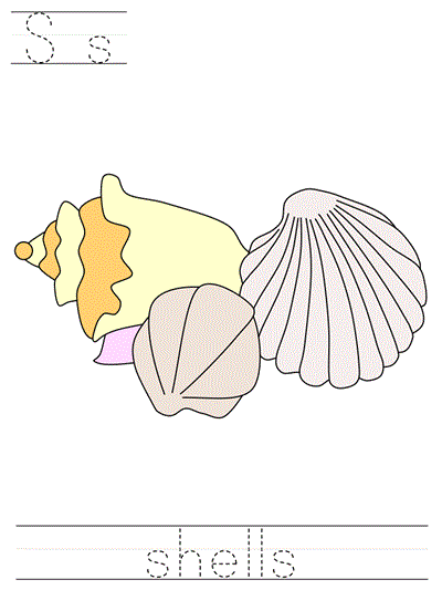 Printable print practice worksheet - Ss shells
