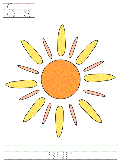 Printable print practice worksheet - Ss sun