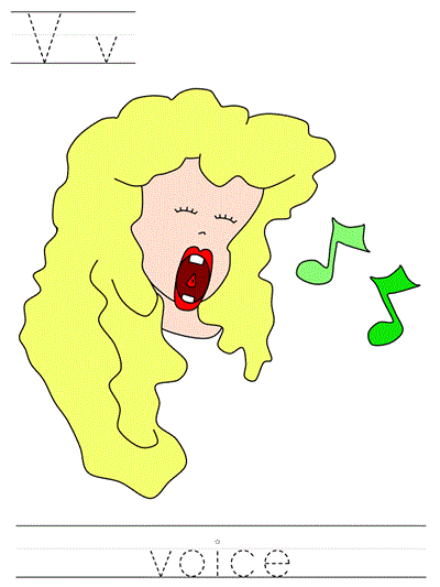 Printable print practice worksheet - Vv voice