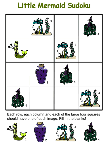 Little Mermaid Sudoku Puzzles
