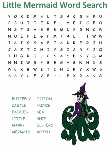 Little Mermaid Word Search Puzzles