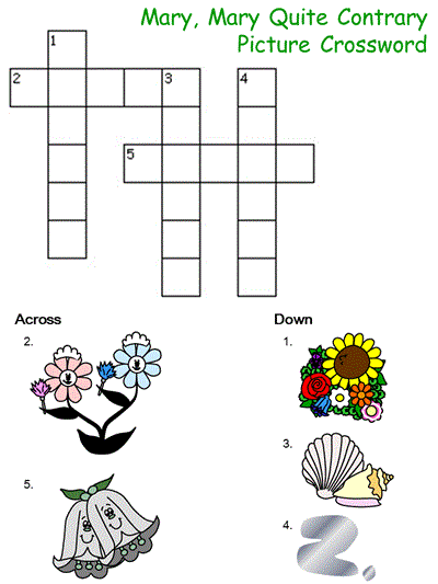 Mary Mary Quite Contrary Crossword Puzzle
