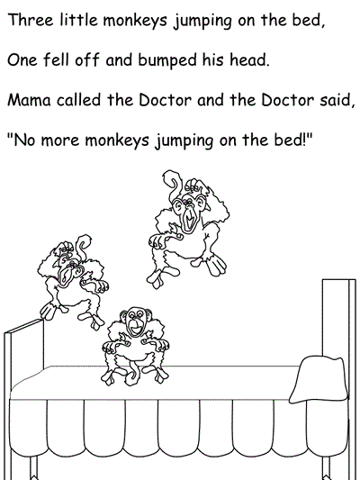 Coloring page - verse three of Five Little Monkeys