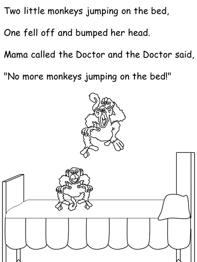 Coloring page - verse four of Five Little Monkeys