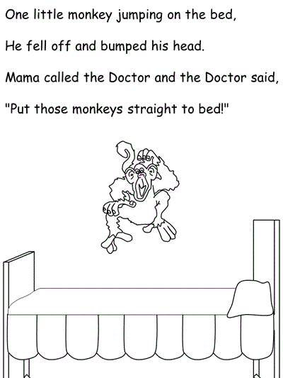 Coloring page - verse five of Five Little Monkeys
