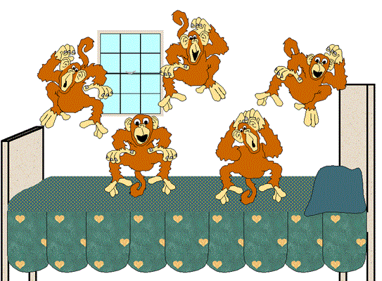 coloring and tracer pages for Five Little Monkeys