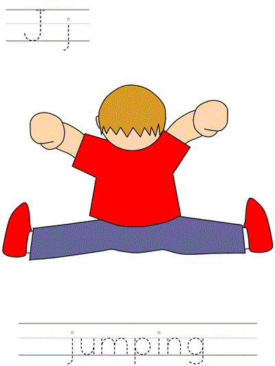 Printable print practice worksheet - Jj jumping