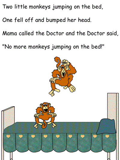 Printable poster - verse four of Five Little Monkeys