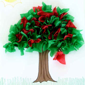 photo of a finished tissue paper tree craft