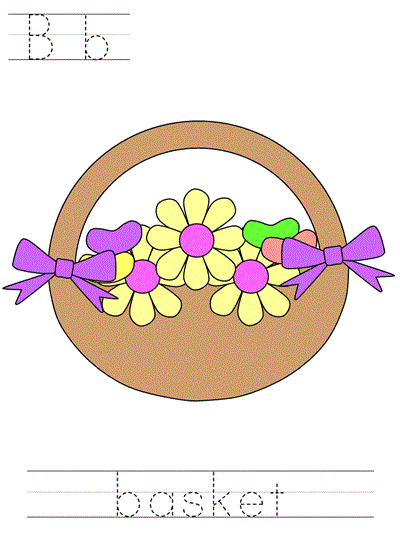 Printable print practice worksheet - Bb basket