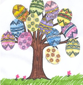 photo of the finished easter egg paper craft