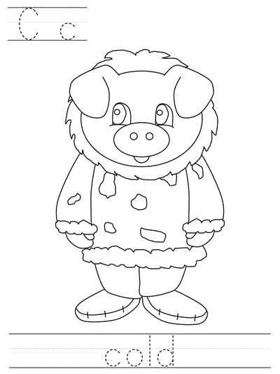 Printable print practice coloring page - Cc cold