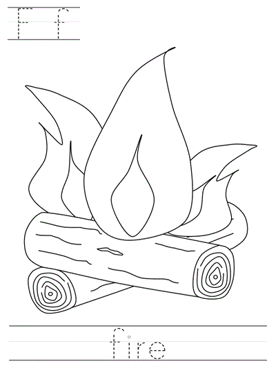 Printable print practice coloring page - Ff fire