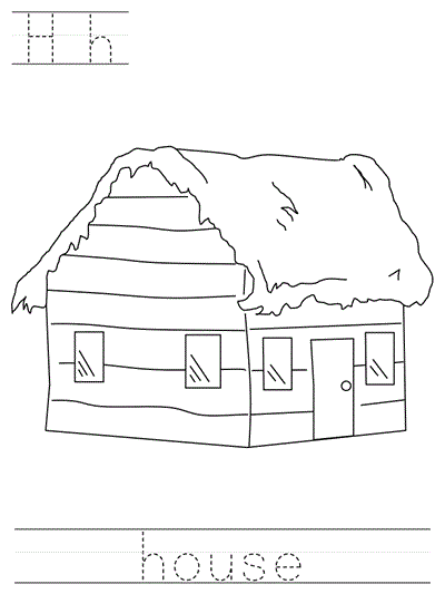 Printable print practice coloring page - Hh house