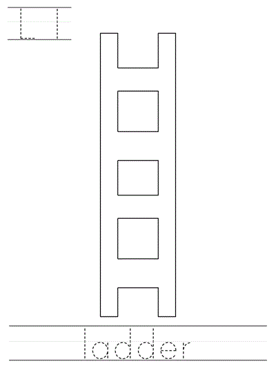 Printable print practice coloring page - Ll ladder
