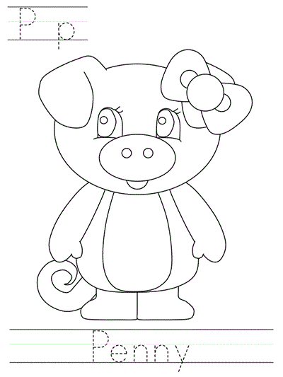 Printable print practice coloring page - Pp Penny