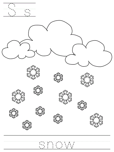 Printable print practice coloring page - Ss snow