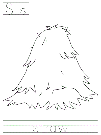 Printable print practice coloring page - Ss straw