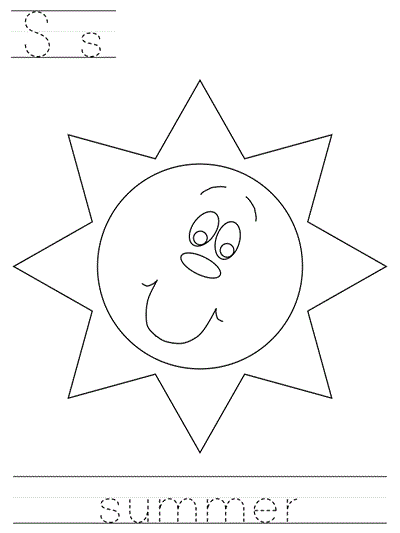 Printable print practice coloring page - Ss summer