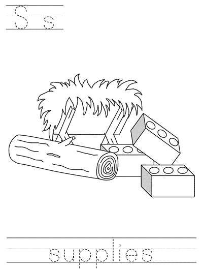 Printable print practice coloring page - Ss supplies