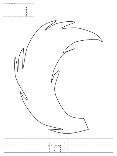 Printable print practice coloring page - Tt tail