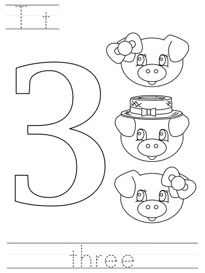 Printable print practice coloring page - Tt three