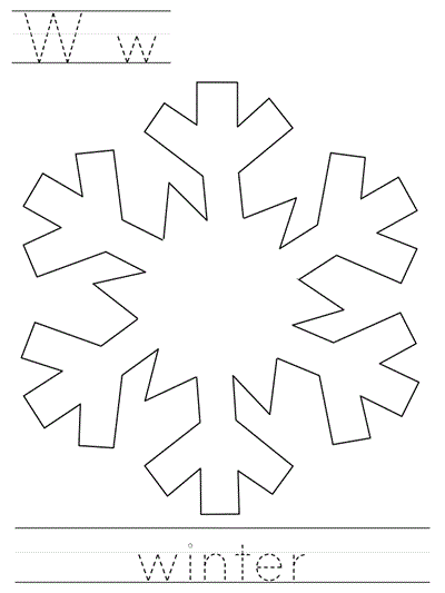 Printable print practice coloring page - Ww winter