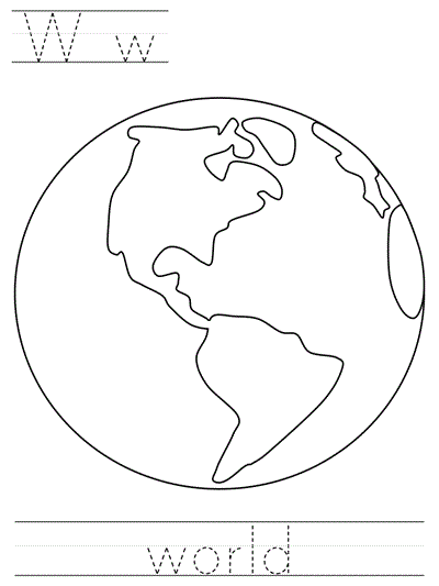 Printable print practice coloring page - Ww world