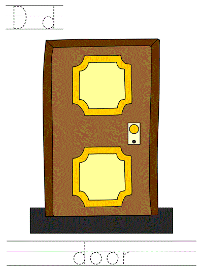 Printable print practice worksheet - Dd door