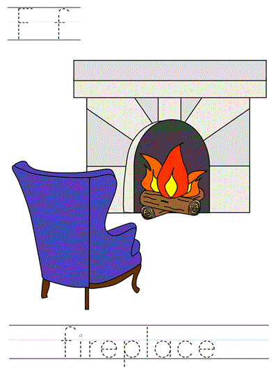 Printable print practice worksheet - Ff fireplace