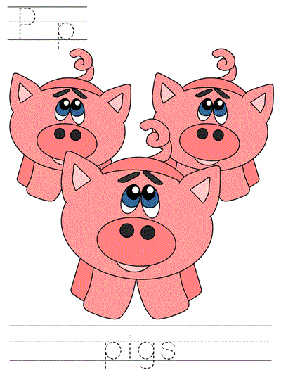 Printable print practice worksheet - Pp pigs
