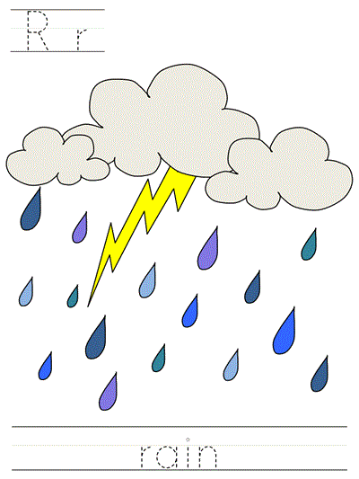 Printable print practice worksheet - Rr rain