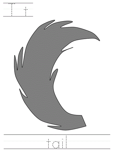 Printable print practice worksheet - Tt tail