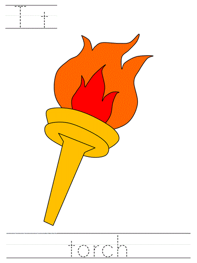 Printable print practice worksheet - Tt torch