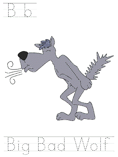 Printable print practice worksheet - Bb Big Bad Wolf
