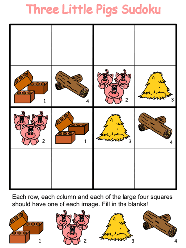 Three Little Pigs Sudoku Puzzles