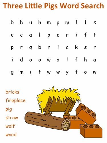 Three Little Pigs Word Search Puzzles