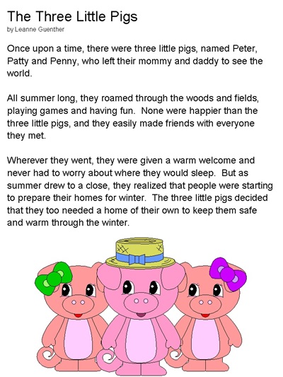 printable story of the three little pigs