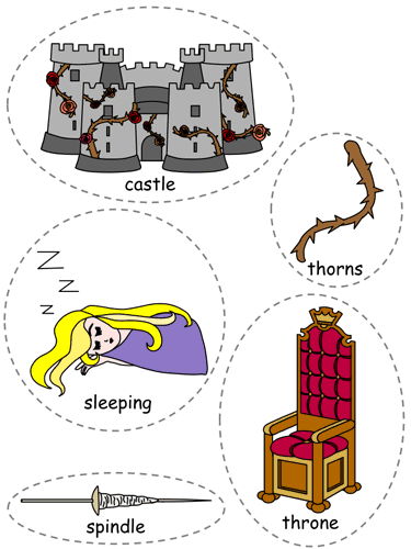felt board characters for the Sleeping Beauty fairy tale