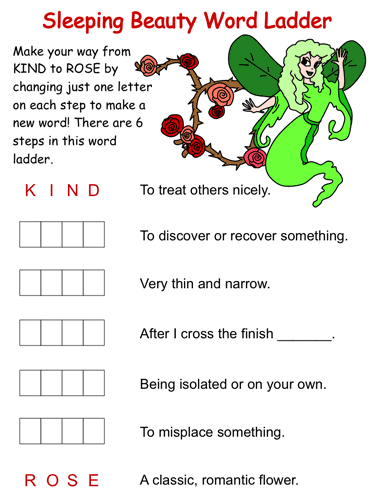 Sleeping Beauty Word Ladder PUzzles