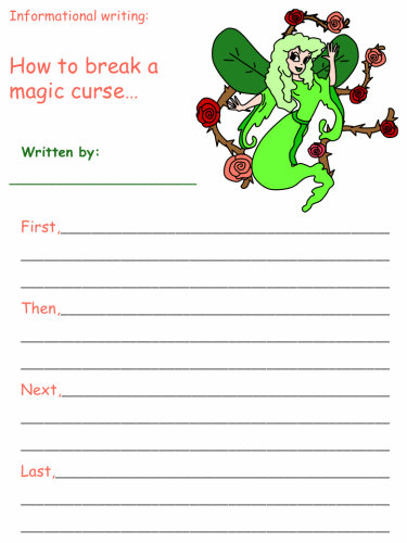 Sleeping Beauty Informational Writing Worksheets