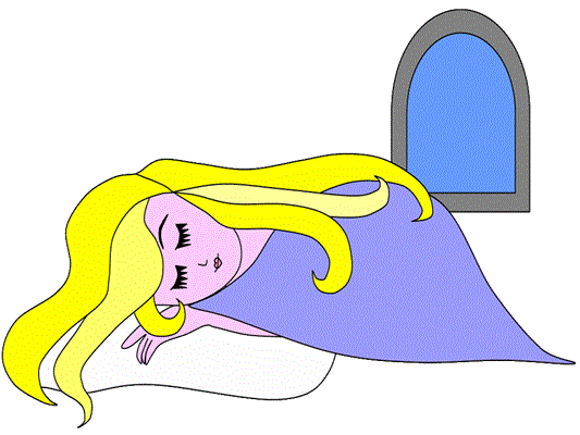 sleeping beauty laying in her bed