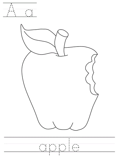 Learn to Print coloring page - Aa apple