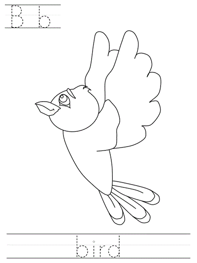 Learn to Print coloring page - Bb bird