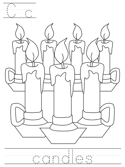 Learn to Print coloring page - Cc candle