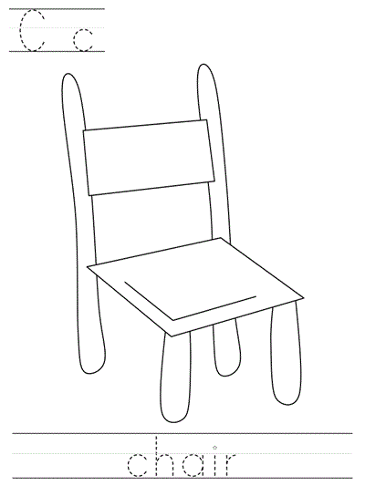 Learn to Print coloring page - Cc chair