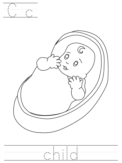Learn to Print coloring page - Cc child