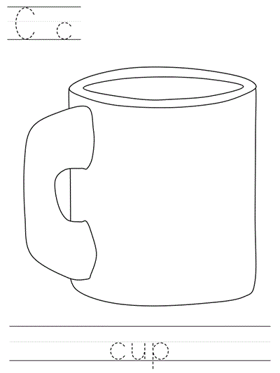 Learn to Print coloring page - Cc cup