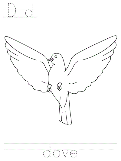 Learn to Print coloring page - Dd dove